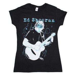 Ed Sheeran Women's Juniors M Band Tee Black Shirt Guitar Soft Girl Fit Shirt NEW